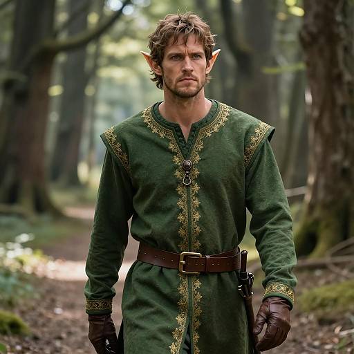 Man in Elf Costume in Forest