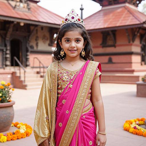 Young Girl in Vibrant Indian Attire