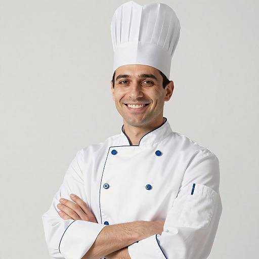 Smiling Male Chef Portrait on White Background