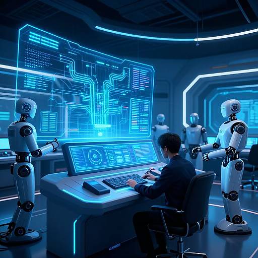 Futuristic Control Room with Holographics