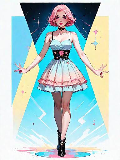 Stylish Woman in Pastel Pink Dress