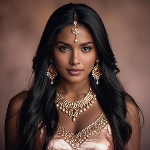 Elegant Rose Gold Indian Dress Portrait