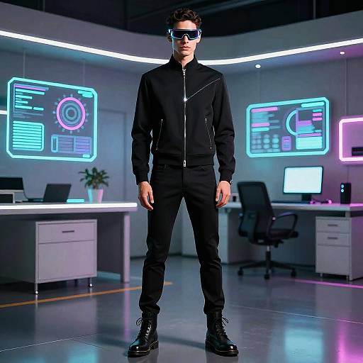 Futuristic Fashion Editorial in Tech Office