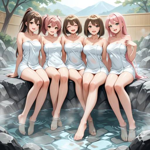 Girls at Onsen: A Playful Gathering