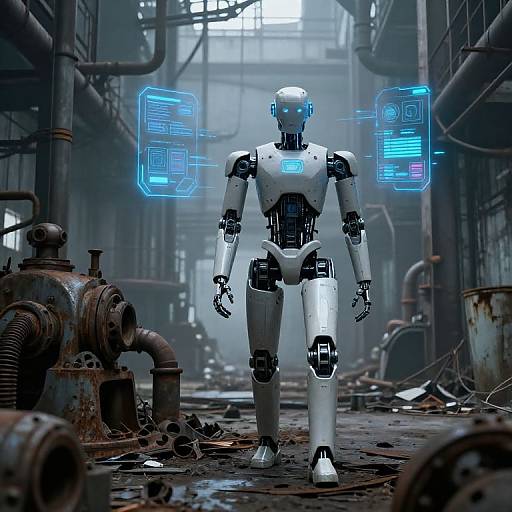 High-Tech Android in Abandoned Complex