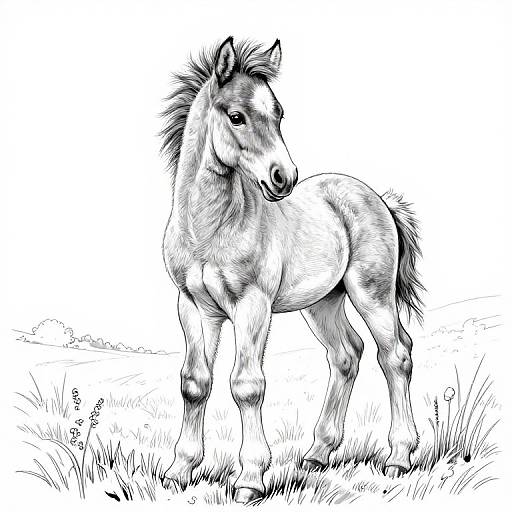 Realistic Foal Coloring Pages