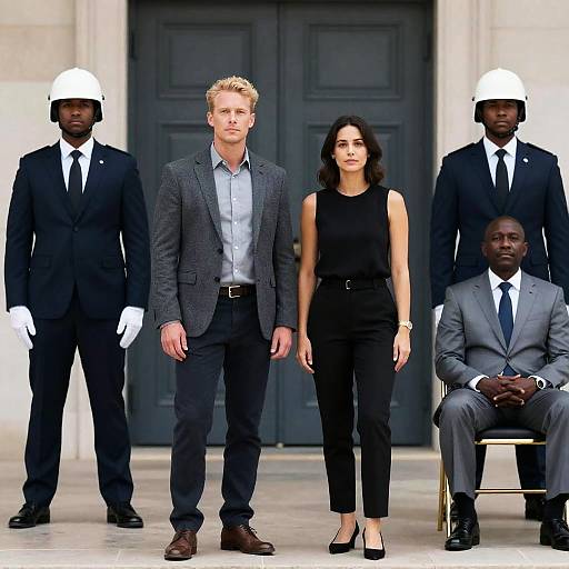 Formal Portrait with Guards in Background