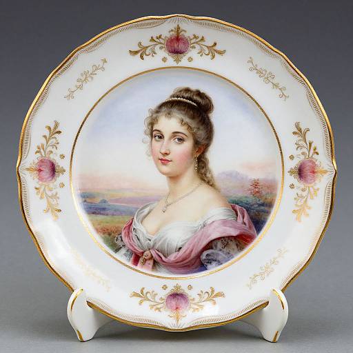Hand-Painted Sevres Vintage Portrait Plate