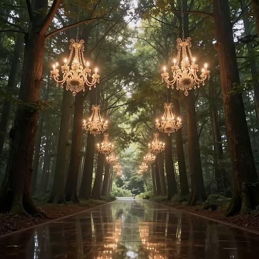 Ethereal Forest with Chandeliers