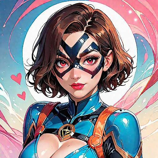 Luminescent Latex Superheroine Upper-Body Portrait