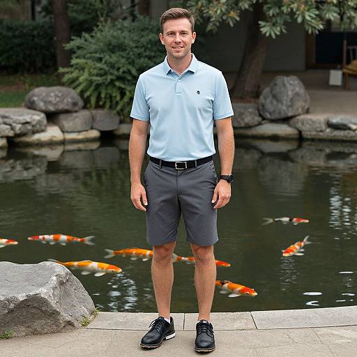 Elegant Man by Serene Koi Pond