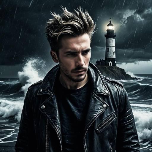 Gothic Lighthouse Storm Scene Art