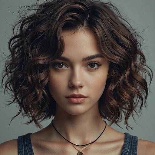 Portrait of Young Woman with Wavy Hair