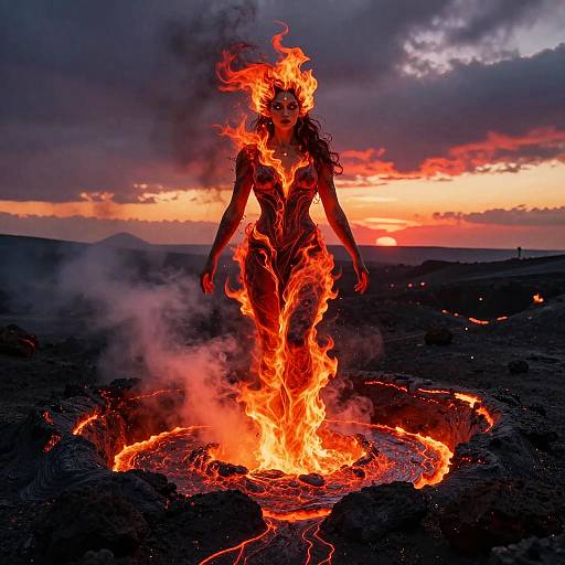Pele Goddess of Volcanoes in Flames