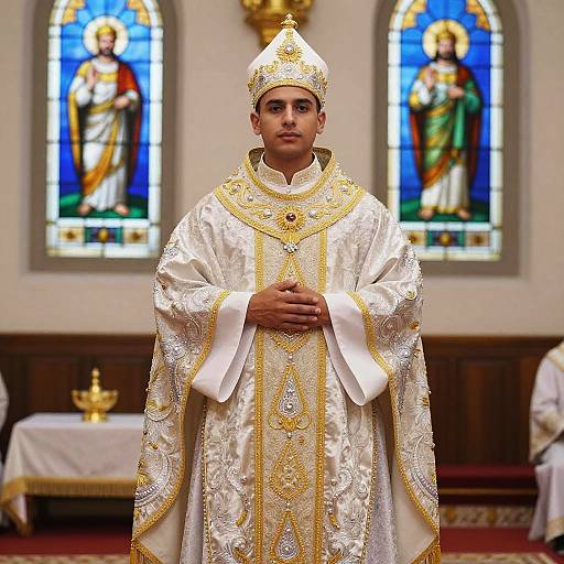 Young Man in Ornate Orthodox Robe