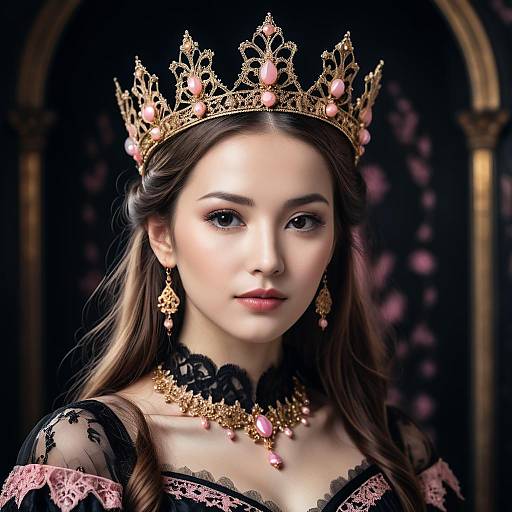 Regal Gothic Princess with Gold Crown