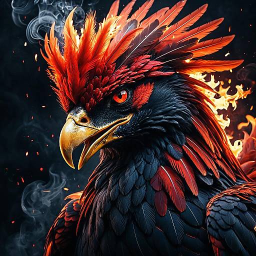 Majestic Male Phoenix with Fiery Feathers