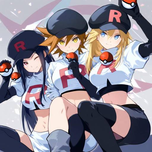 Team Rocket Gathering with Colorful Characters