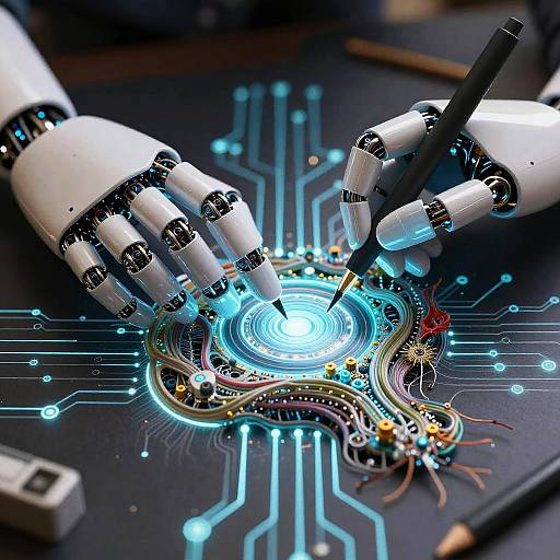 AI Robotic Hands Redrawing Art