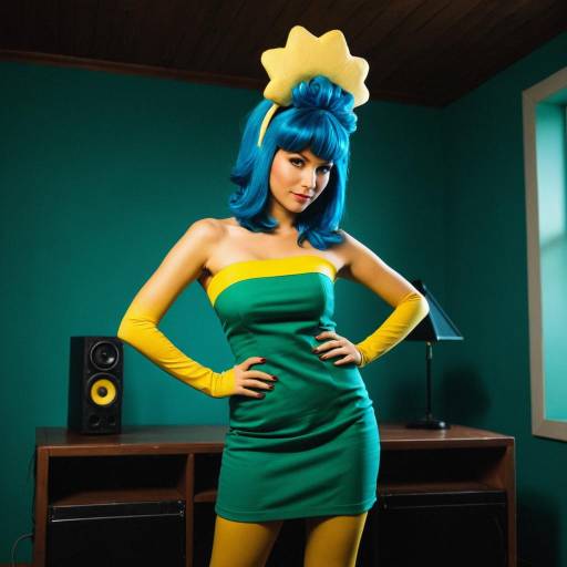 Woman in Marge Simpson Cosplay Costume