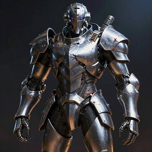 Hyper-Detailed Mechanized Gladiator Illustration