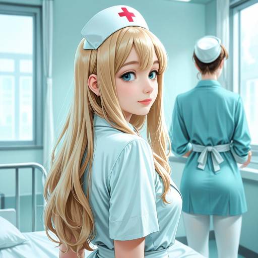 Blonde Nurse Character with Blue Eyes