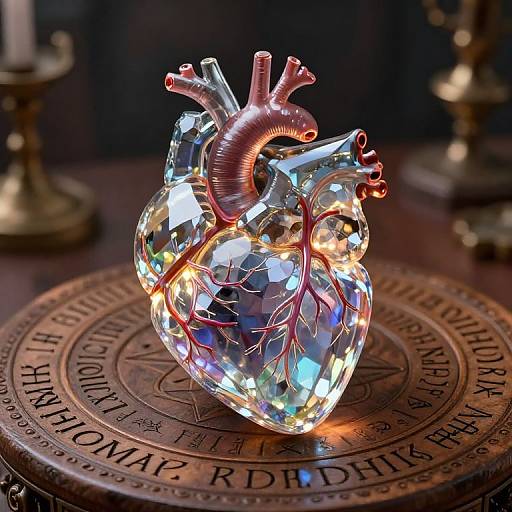 Surreal Glass Heart on Mystic Table