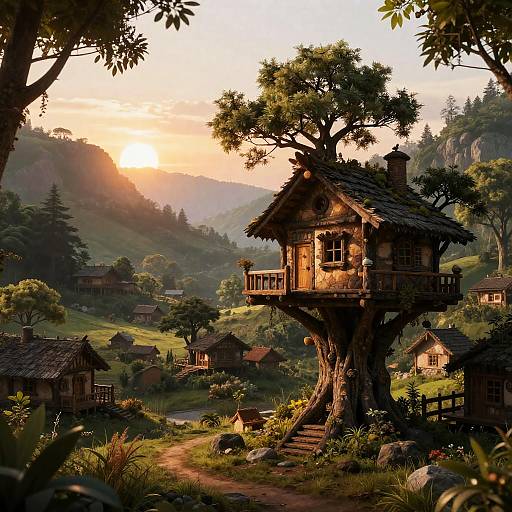 Hyper-Realistic Fairytale Treehouse Village