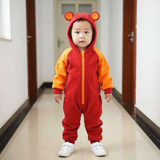 Infant Boy in Red Tracksuit