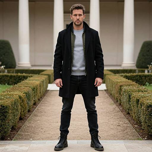 Confident Man in Neoclassical Setting