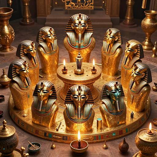 Ceremonial Egyptian God Masks Altar