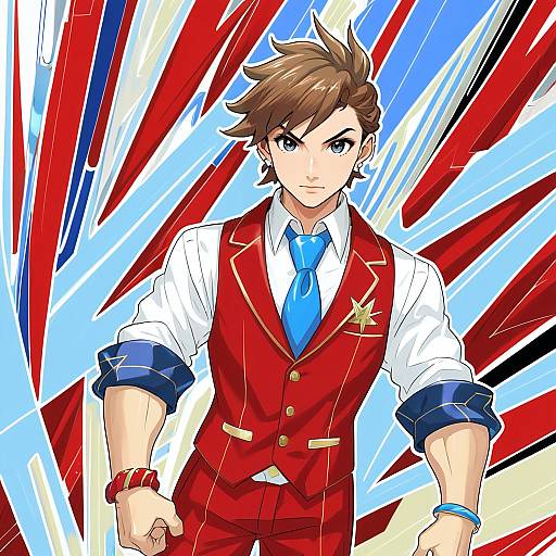 Illustration of Apollo justice, ace attorney in the style of Harimoji