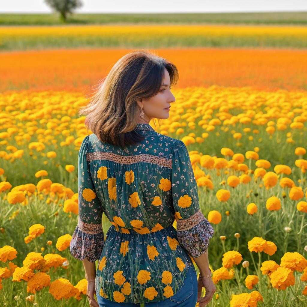 Embracing Freedom in a Floral Field