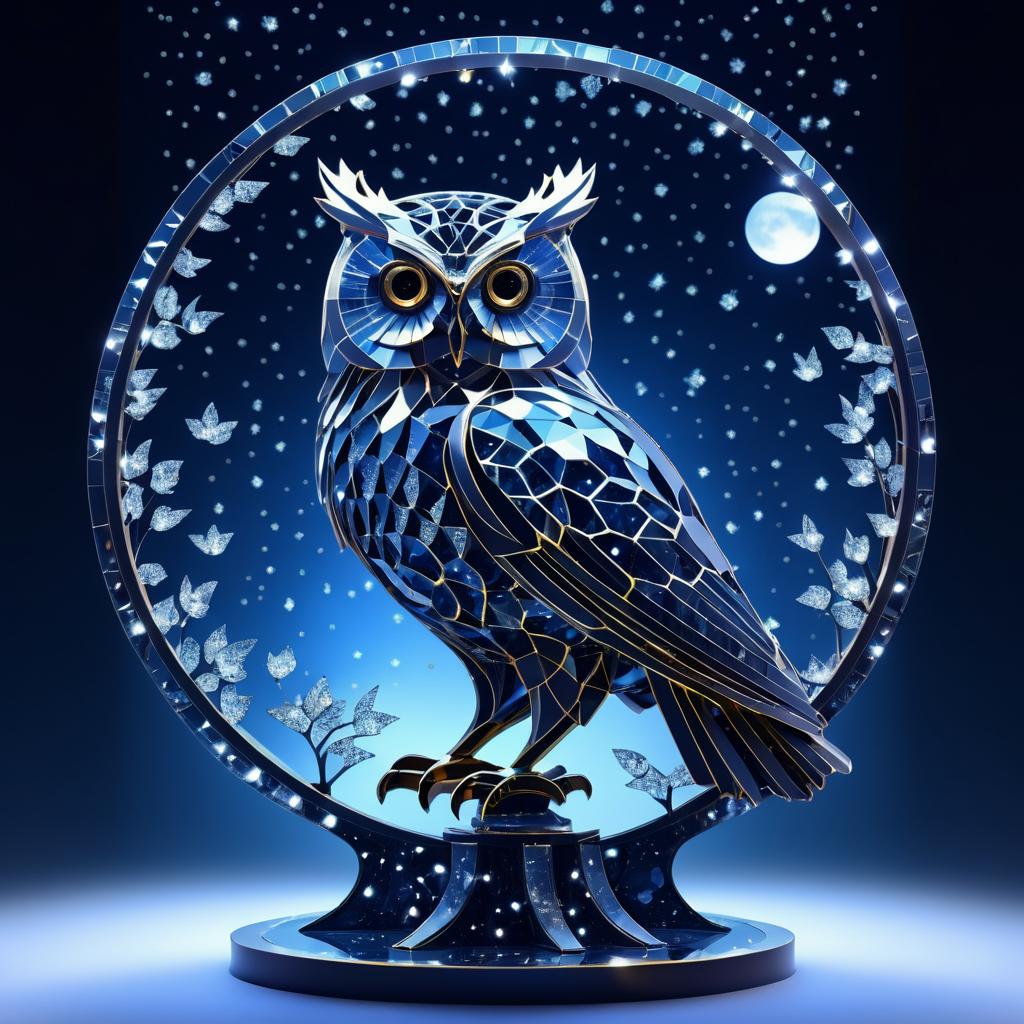 3D Owl Sculpture in Enchanting Night