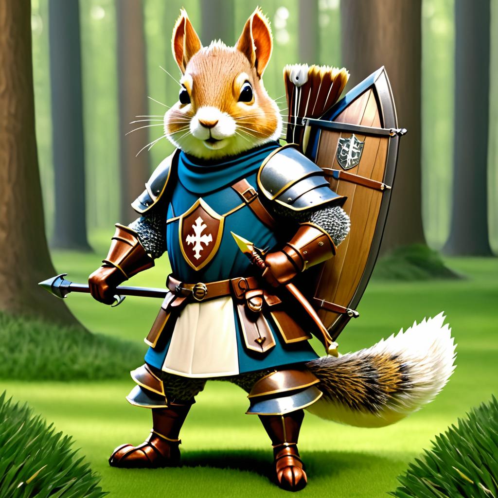 Knightly Squirrel With Crossbow Ready