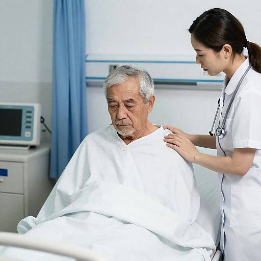 Emotional Hospital Scene with Caregiver