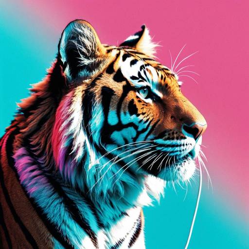 Retro-Inspired Tigress Profile with Neon Colors