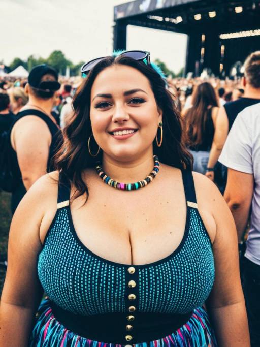 Vibrant Plus Size EDM Festival Portrait