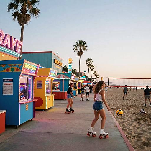 80s Vintage Beach Boardwalk Scene