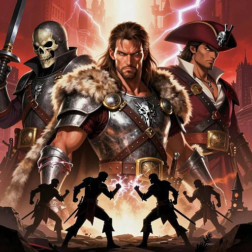 Epic Fantasy Duel in a Thunderous City