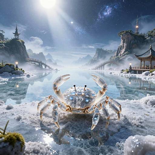 Celestial Crystalline Crab on Salt Flats