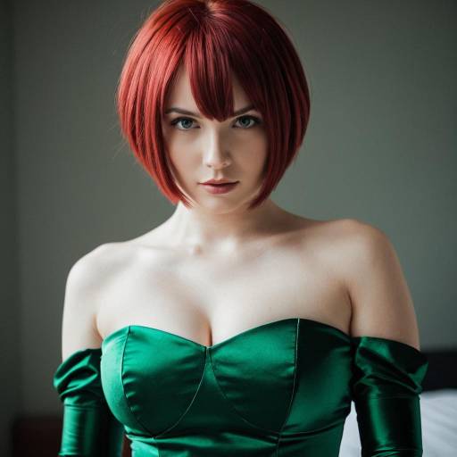 Woman in Green Dress with Red Hair
