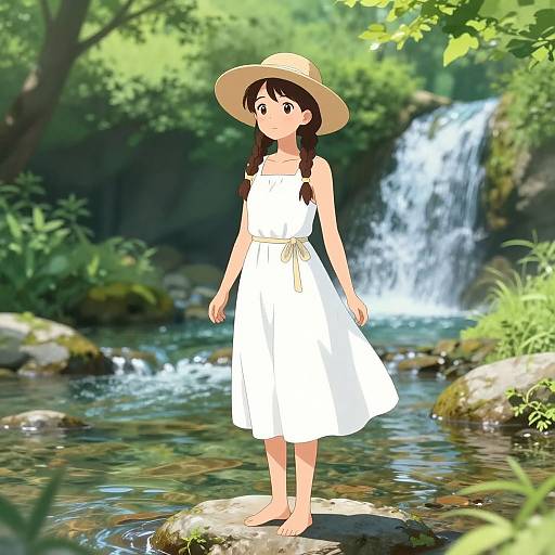 Serene Anime Girl by Creek