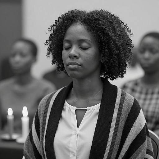 Serene Portrait of a Woman in Stripes