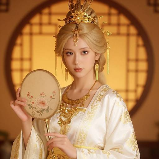 Elegant Asian Woman in Traditional Attire