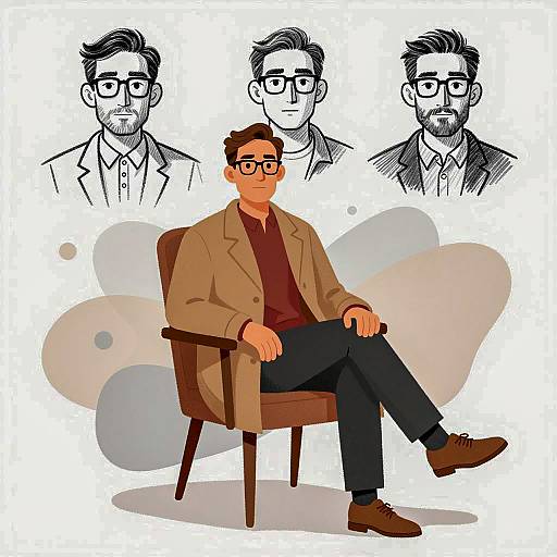 Neutral Expression Illustration of a Man