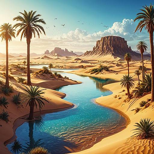 Enchanted Oasis Fantasy Oil Painting