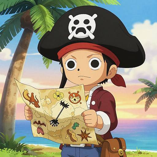Young Pirate Child with Treasure Map