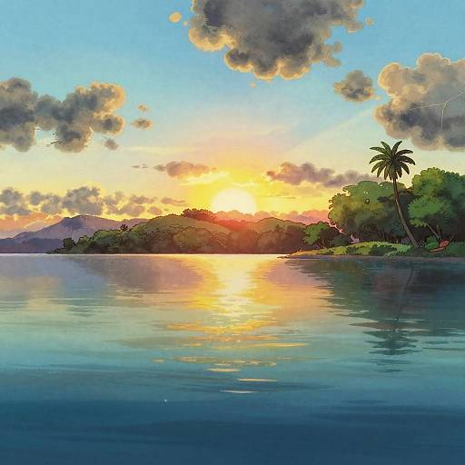 Wholesome Animated Tahitian Lagoon Sunset