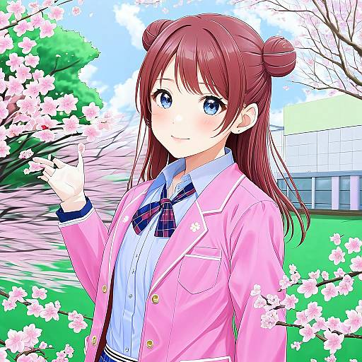 Illustration of Hanami saki, gakuen idolmaster in the style of Ray.s